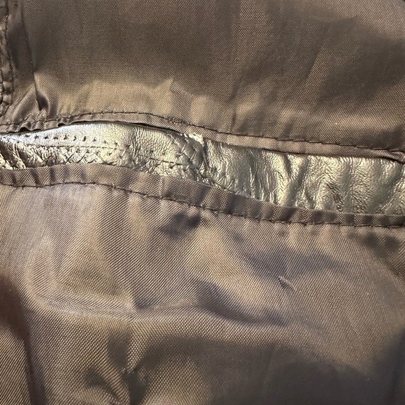 Women's Black Patchwork Leather Jacket Mid hip Small - Picture 8 of 10